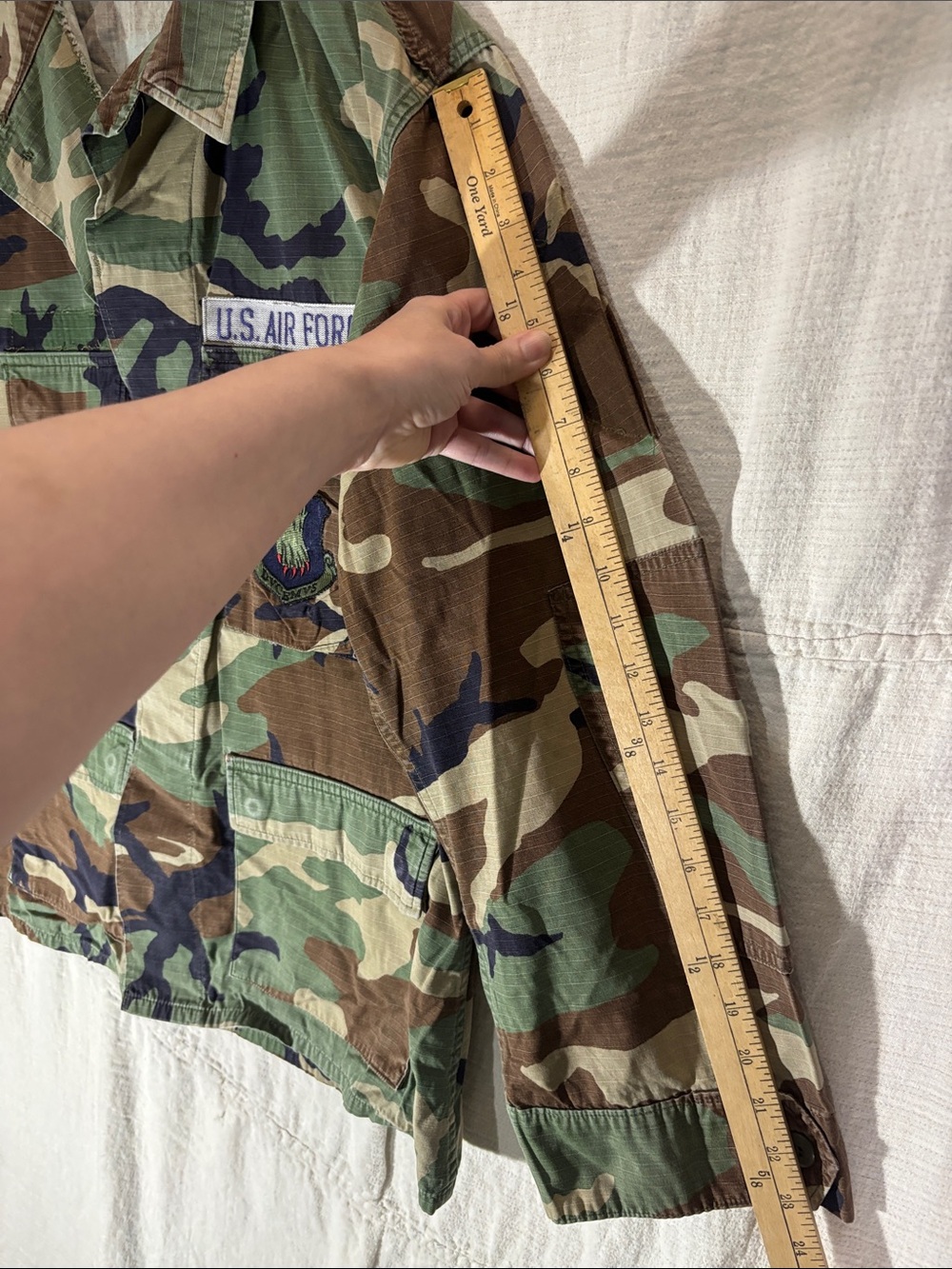 Vintage USAF Woodland Camo BDU Field Jacket Large Regular Combat Coat - Picture 9 of 11